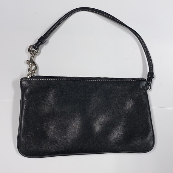 Coach Large Black Leather Wristlet - Picture 2 of 7